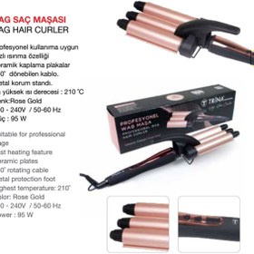 Resim Trina Profesyonel Saç WAG Maşası 19 mm -084 Su Dalgası Seramik Kaplama Plakalar Rose Gold 