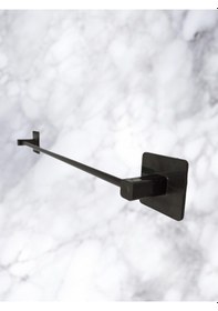 Resim Yapışkanlı Banyo Aksesuar Seti, Siyah, Düz Havluluk, Tuvalet Kağıtlığı Siyah 