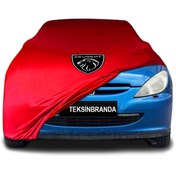 Resim ULTRASHOP Peugeot 307 Cc (2005 - 2009) Kırmızı Kumaş Araba Branda Logolu Penye Oto Branda 