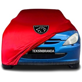Resim ULTRASHOP Peugeot 307 Cc (2005 - 2009) Kırmızı Kumaş Araba Branda Logolu Penye Oto Branda 