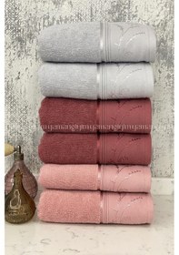 Resim Ditsy El-yüz Havlusu 6 Adet-pembe-mürdüm-gri Çok Renkli 