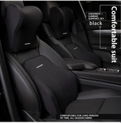 Resim Xuweiwei Siyah Araba Başlık Yastığı Bel Desteği Boyun Yastığı Memory Foam Sıra Yastık Seti 