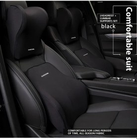 Resim Xuweiwei Siyah Araba Başlık Yastığı Bel Desteği Boyun Yastığı Memory Foam Sıra Yastık Seti 