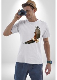 Resim Kartal Özgürlük Unisex Unisex Beyaz Organik Baskılı T-shirt Penye Yüksek Kalite Beyaz 