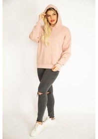 Resim Şans Kadın Pudra 3 İplik İçi Şardonlu Sweatshirt 65n35068-pudra Pudra 