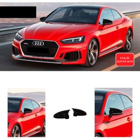 Resim HasAkman Audi A5 Uyumlu B9 Batman Yarasa Sinyalli Ayna Kapağı Piano Black 2016 2017 2018 2019 2020 