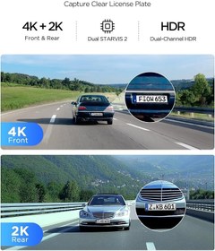 Resim Viofo A329S 2 Kameralı Ön+Arka 4K 60FPS+2K Wi-Fi 6 HDR STARVIS 2 Sensör GPS'li SSD Destekli Araç Kamerası 