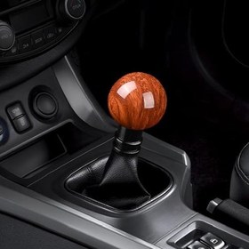 Resim XhuangTech Ahşap Tahıl Araba Vites Topuzu, Çoğu Manuel Otomatik Araba için Yuvarlak Bilyalı Alüminyum Araba Vites Değiştirme Topuzu, 3 Adaptörlü Vites Kolu Kolu Düğmesi 8 mm 10 mm 12 mm (Kırmızı) 