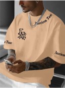 Resim Snapbuy Harf Baskılı Spor Tişört - Kısa Kollu Unisex Günlük Yazlık Tişörtaltınerkek Altın 