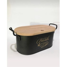 Resim Megaw Metal Siyah Kesme Tahtalı Ekmek Kovası 