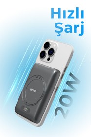 Resim Woyax MagSafe Powerbank Standlı 10000 mAh Hızlı Taşınabilir Şarj Aleti iPhone 11 12 13 14 15 16 17 Samsung 