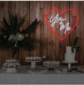 Resim You+me Yazılı Ve Şekilli Neon Tabela Kırmızı 