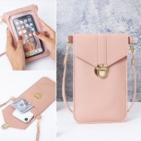 Resim Şık Pembe Çapraz Telefon Kılıfı Altın Tonlu Toka ve Zincir Askılı - Kompakt İnce Tasarım, Güvenli Kart Tutucu, Günlük Kullanım İçin Mükemmel, Günlük Taşıma Çantası | Şık Çapraz | Dayanıklı Fermuar Kapatma, for iPhone için Telefon Kılıfı 