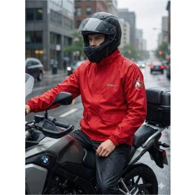 Resim Motokit Kırmızı Suya Dayanıklı Alt Üst Motosiklet Yağmurluk Seti – Taşıma Kılıflı, Oxford Kumaş Membranlı 