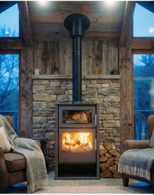 Resim Goldfire Linea 11,5kw Odunluk Ve Fırınlı Çelik Soba Şömine 