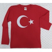 Resim Lollico Unisex Çocuk Kırmızı Ay Yıldız Türk Bayraklı Uzun Kollu T-shirt 