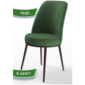 Resim Canisa Dexa Serisi, Üst Kalite Mutfak Sandalyesi, Metal Kahverengi Iskeletli, 8 Adet Yeşil Sandalye Metal, Yeşil 