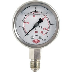 Resim Simga 0-2,5 Bar Çap Ø63 MM ALTtan Bağlantılı Gliserinli Manometre 