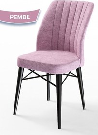 Resim Canisa Flex Serisi, Üst Kalite Mutfak Sandalyesi, 8 Adet Pembe Sandalye, Gürgen Siyah Ahşap Ayak Sandalye Pembe Ayaklar Siyah 