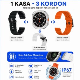 Resim Haino Teko-17 Akıllı Saat Gümüş Kasa 1 Kasa 3 Değiştirilebilir Kordon AMOLED Ekran Bluetooth Arama IP67 Suya Dayanıklı Uzun Pil Ömrü 