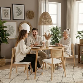 Resim Olea Yemek Masası Takımı - Masa + 2 Sandalye (2 Kişilik Takım) / Kırık Beyaz 