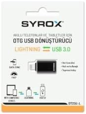 Resim Syrox DT25UL Lightning - USB 3.0 OTG Dönüştürücü - Siyah 