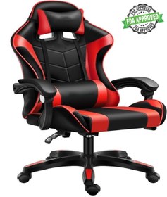 Resim Reidan Kırmızı Desen Oyuncu Koltuğu Çok fonksiyonlu oyun sandalyesi Pu deri koltuk ergonomik PC 