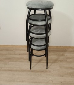 Resim Evko Mobilya Tabure, Bar Taburesi, 2'li Tabure, Metal Ayaklı Tabure - Gri 