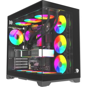 Resim Gameline Robust Premium 7x Rgb Fanlı USB 3.0 Type-C Gaming Bilgisayar Kasası Siyah 