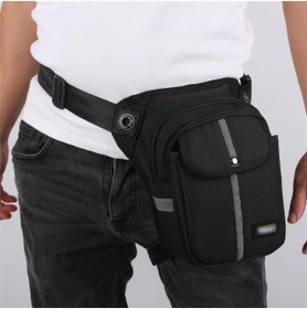Resim Bagacar Sv4963 Siyah Motorcu Ve Bacak Bağlamalı Erkek Bel Çantası 