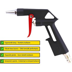 Resim Profesyonel Hava Üfleme Tabancası Kısa Ağızlı Uçlu Temizlik Toz Giderme Kompresör Tabancası 