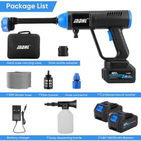 Resim Qifit Kablosuz Yuksek Basinc Temizlik Makinesi 725 PSI 48V Akulu Fircasiz Motor 10m Hortum 6in1 Meme 