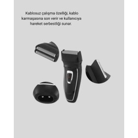 Resim Şarjlı Kablosuz Tıraş Makinesi Çift Başlık Kuru Tıraş Ergonomik Taşınabilir CHN-T775 