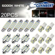 Resim 20 Adet LED Araba Iç Mekan Işık Ampulü Seti, 6000K Beyaz T5 T10 Otomobil Iç Mekan Ambient Işıklandırma, Plaka Lambaları, 12V Otomotiv Iç Mekan Işıklandırması, Pil Gerekmez 