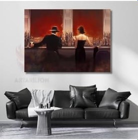 Resim Brent Lynch Cigar Barda Akşam Yemeği Kanvas Tablo Duvar Tablosu Salon Tablosu 