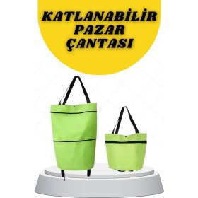 Resim Katlanabilir Tekerlekli Alışveriş Çantası Pratik ve Detaylı Pazar Arabası 