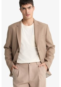 Resim Defacto Slim Fit Dar Kesim Twill Düğmeli Blazer Ceket F7232ax25aubg404 Bej 