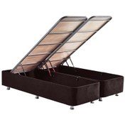 Resim Nironyatak Niron Ela Baza -160X200 Cm Çift Kişilik Sandıklı Siyah Kumaş Baza 