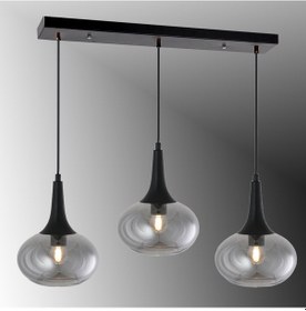 Resim Tt602-3s-sy-füme Tt Ayd. Mat Siyah - Füme 3 Lü Hunili Tom. Avize Siyah - Füme 