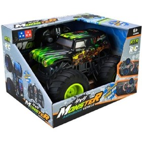 Resim Suda Karada Gidebilen Takla Atan Kumandalı Sarjlı Işıklı Monster Trucks 4x4 25 Cm 8 Km Hız Yeşil 