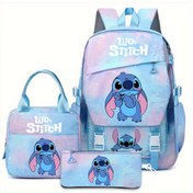 Resim 3 Parça Disney Stitch Karakterli Çanta Seti - Sevimli Uniseks Sırt Çantası, "I Love Stitch" Desenli Yumuşak ve Geniş Kapasiteli Bilgisayar Çantası - Günlük Kullanım & Seyahat İçin İdeal - Festival Hediyeleri için Mükemmel 