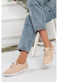 Resim Dilimler Ayakkabı Hakiki Deri Ortopedik Bej Kadın Günlük Ayakkabı-54-Bej 