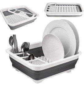 Resim Renklimestore Katlanabilir Bulaşık Kurutmalık ve Tabaklık, Akordiyon Tasarım 