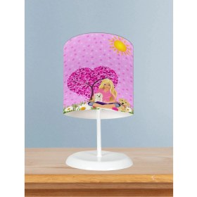 Resim Bebek ve Çocuk Odası Barbie ve Kalp Desenli Abajur 