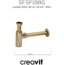 Resim Creavit Lavabo Sifon 33 Cm G1 1/4 - Altın Altın 
