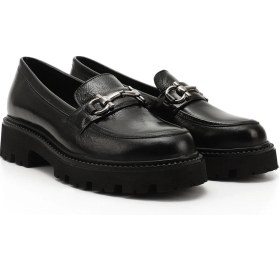 Resim Gönderi R Kadın Siyah Rugan Kalın Topuklu Tokalı Hakiki Deri Loafer Ayakkabı Gdza13424352 Sıyah Rugan 