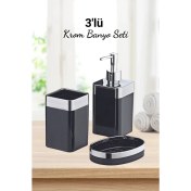 Resim Grimor Life 3 Parça Akrilik Metalize Kaplamalı Lüx Banyo Seti Siyah 
