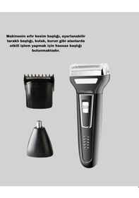 Resim Ceylan Adam İnsua Erkek Bakım Seti 3 Başlıklı Şarjlı Tıraş Makinesi, 60 Dakika Kablosuz Kullanım 