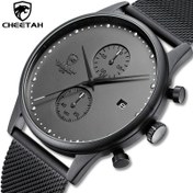 Resim CHEETAH Erkek Spor Analog Kuvars Kronograf Saat, Su Geçirmez Örgü Paslanmaz Çelik Kayış, Otomatik Tarih, Pil ile Çalışır, Şarj Edilemeyen Düğme Pil 