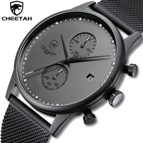 Resim CHEETAH Erkek Spor Analog Kuvars Kronograf Saat, Su Geçirmez Örgü Paslanmaz Çelik Kayış, Otomatik Tarih, Pil ile Çalışır, Şarj Edilemeyen Düğme Pil 